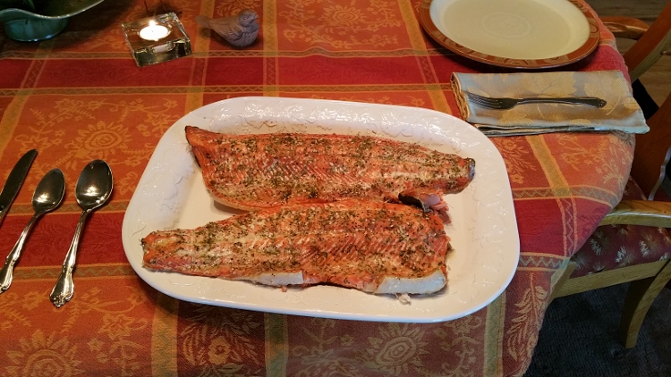plate of salmon cooked by Mike Ashmore